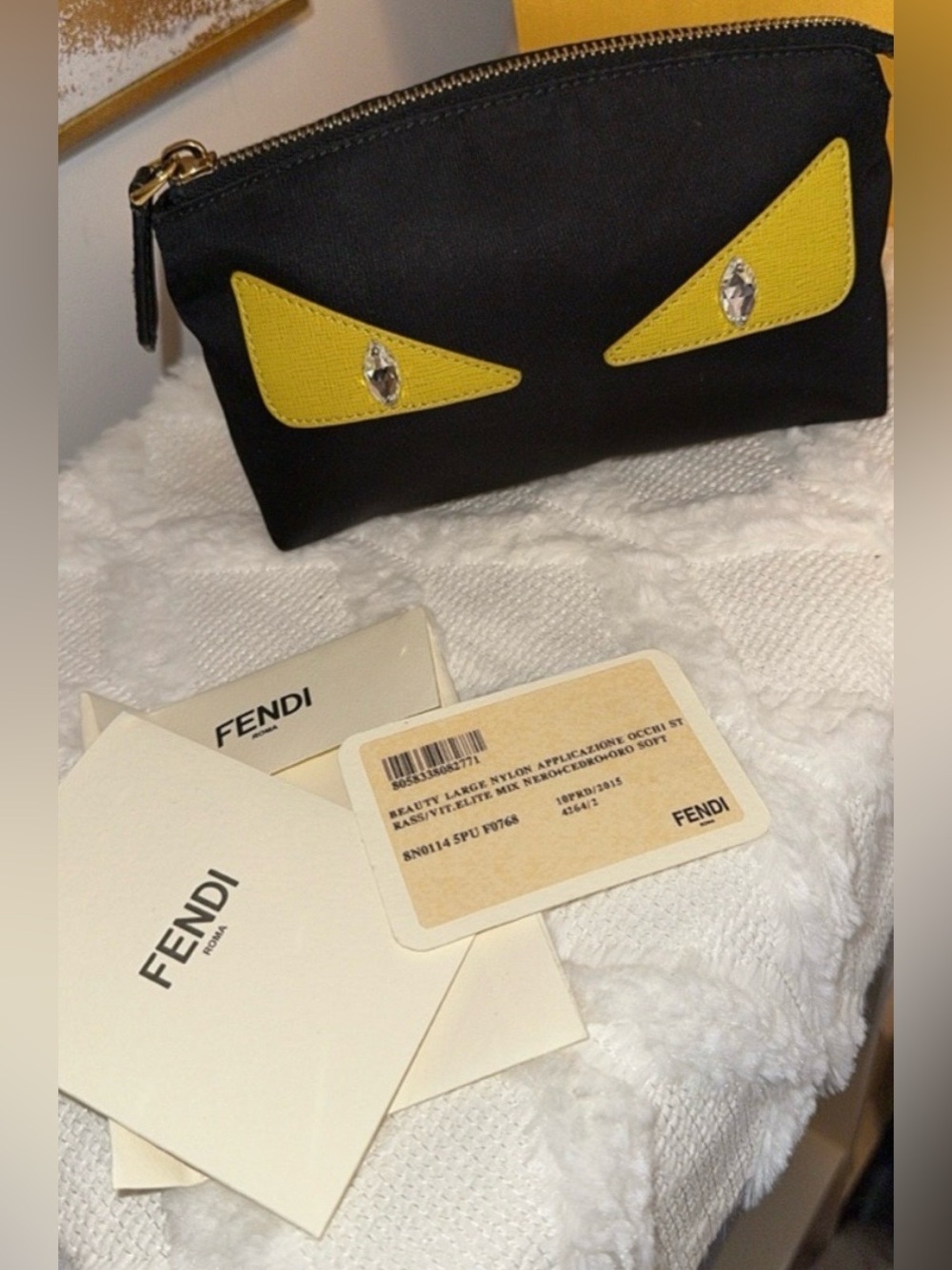 Fendi Monster Eyes Black and Yellow Cosmetic Pouch